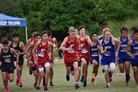 Cross country varsity boys begin their race at the Region 4-4A meet on Monday, Oct. 22.