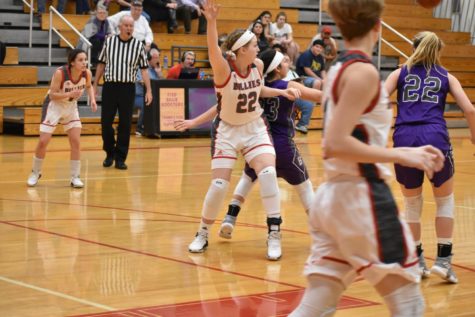 Addie Burlison posts up for the ball in the key.